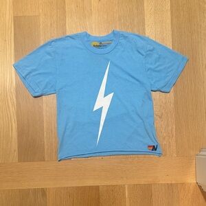 Aviator Nation Sky Blue Kids Tee with White Lightning Bolt